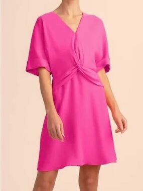 Trina Turk Nabila fuchsia pink v neck dress 8